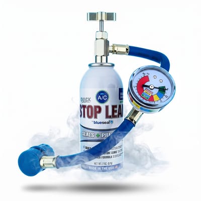 QUICK A/C STOP LEAK w/Recharge Hose +Gauge